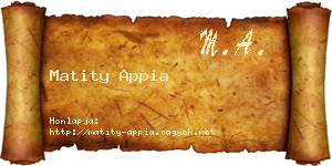 Matity Appia névjegykártya